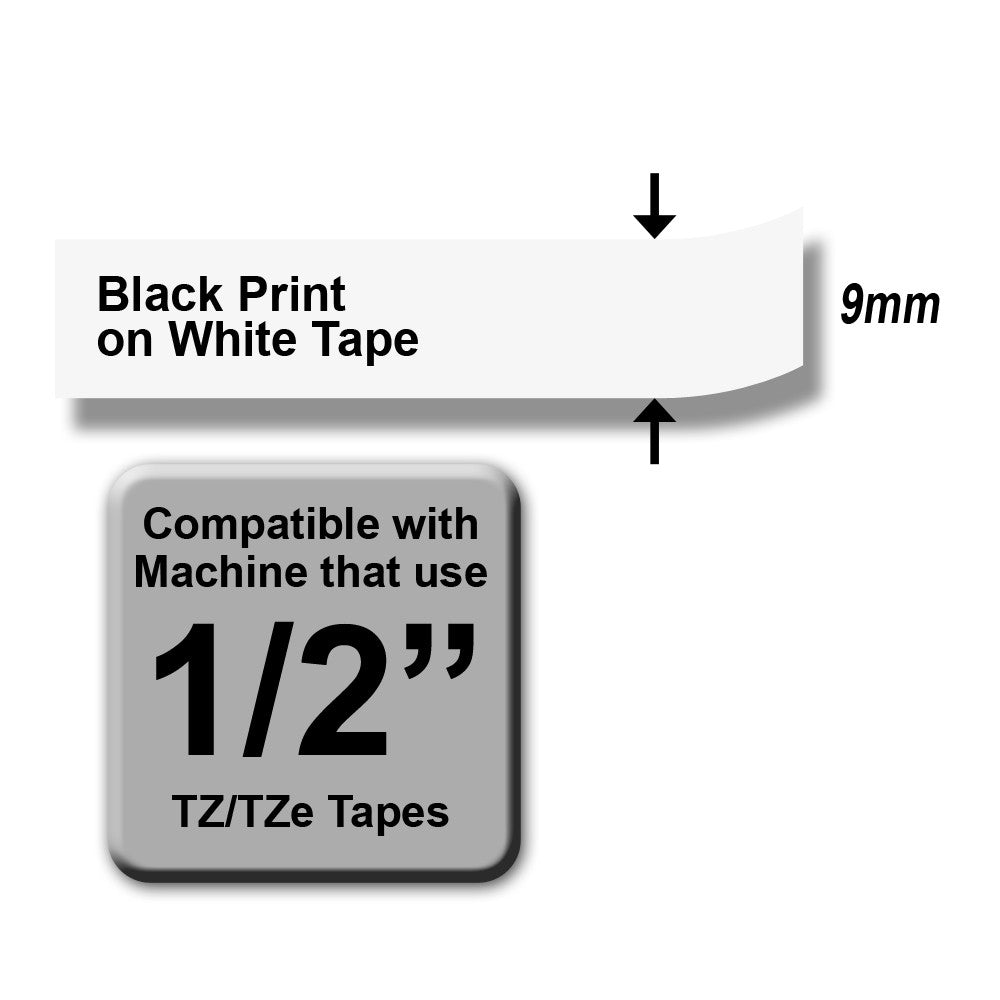 Brother TZe-231 Black on White 12mm Labelling Tape (100% Original)