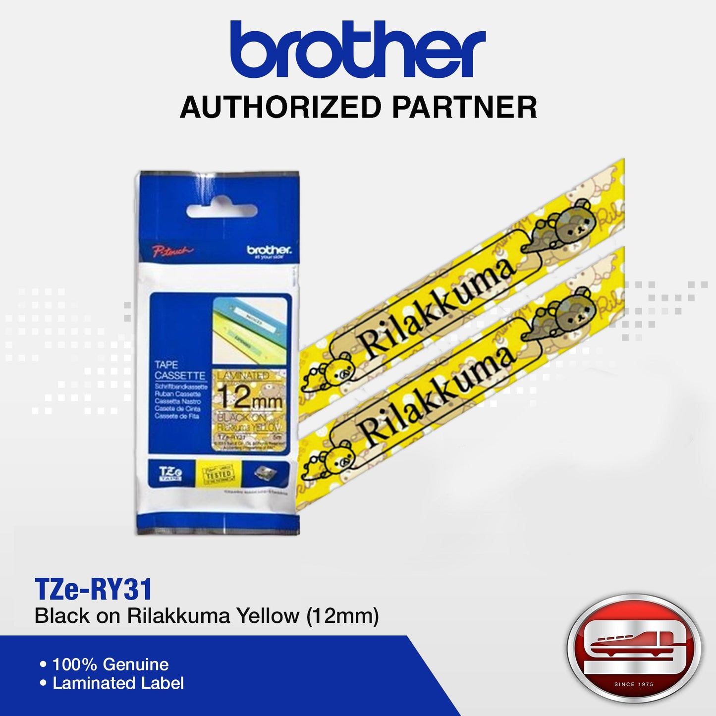 Brother TZe-RY31 Laminated Tape 12mm - Black on Rilakkuma