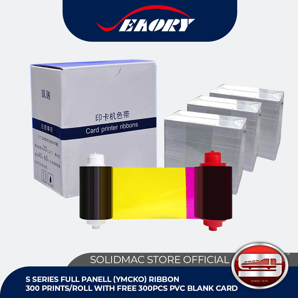 Seaory S28 S Series Full-Panel YMCKO Ribbon 300 Prints with free 300pcs PVC Blank Card