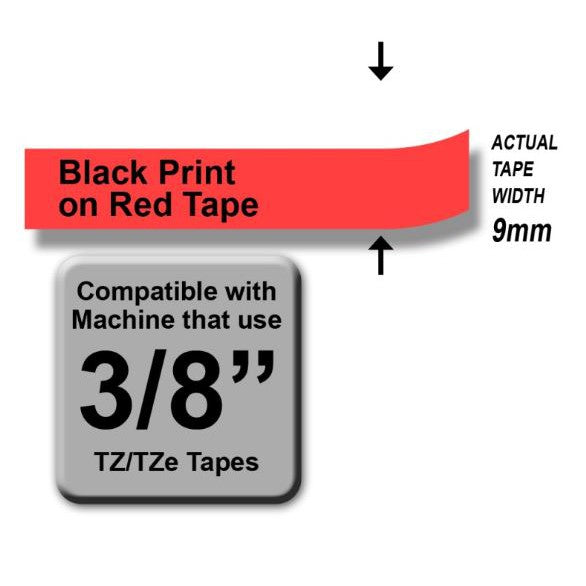 Brother TZe-421 Black on Red 9mm Labelling Tape (100% Original)