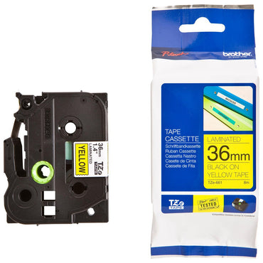 Brother TZE-661 Black on Yellow 36mm Labelling Tape (100% Original)