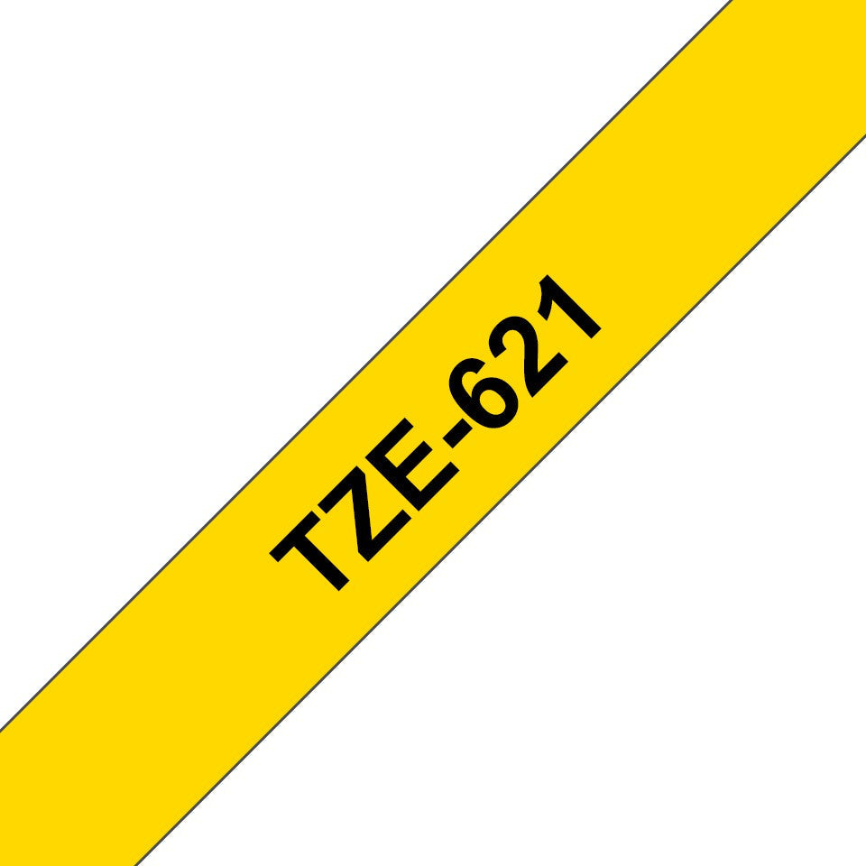 Brother TZe-621 Black on Yellow 9mm Labelling Tape (100% Original)