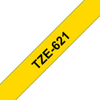 Brother TZe-621 Black on Yellow 9mm Labelling Tape (100% Original)