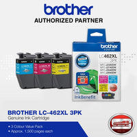 Brother LC-462XL 3PK (Magenta, Cyan, Yellow)  Genuine Ink Cartridge (Approx. 1,500 page yield)