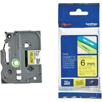 Brother TZe-611 Black on Yellow 6mm Labelling Tape (100% Original)