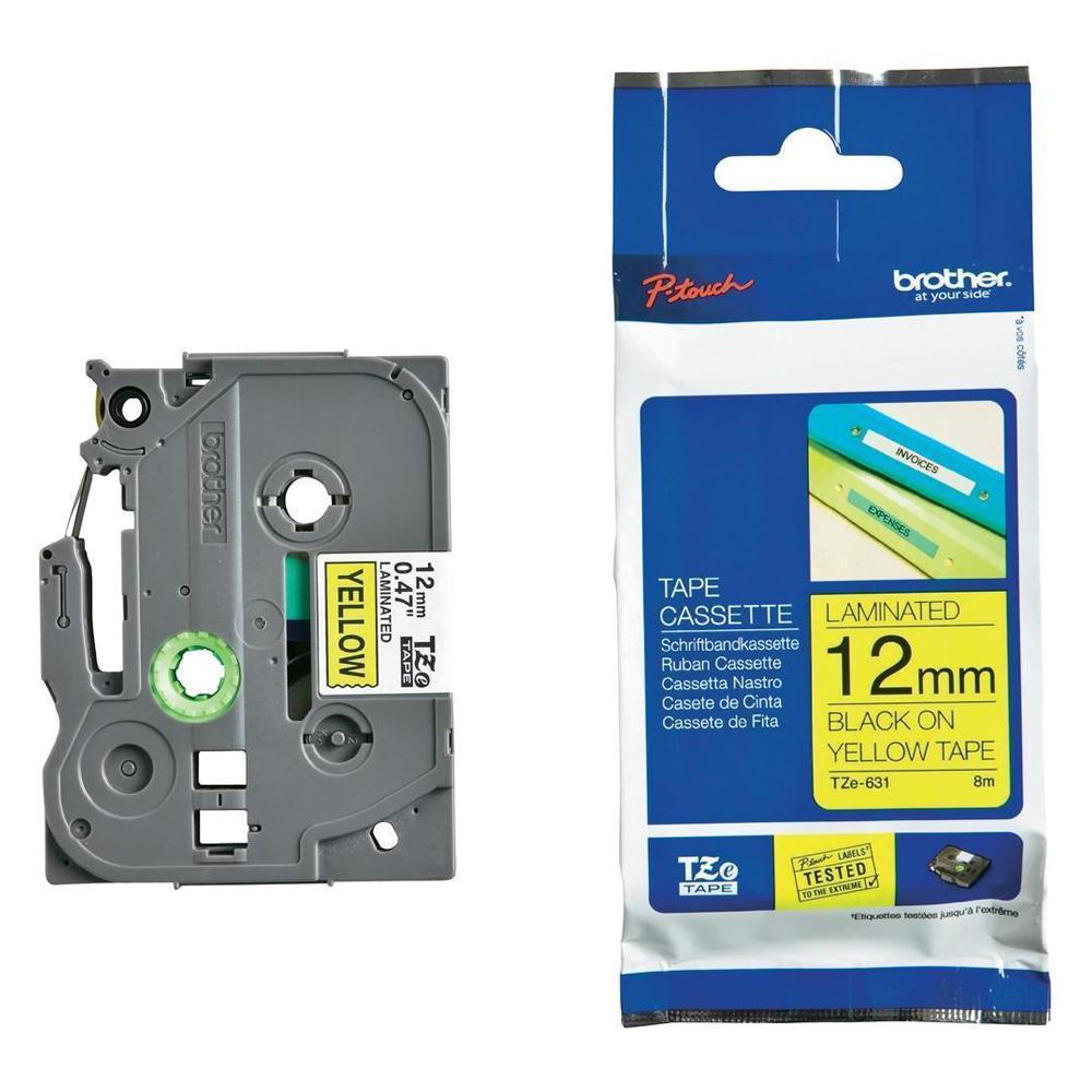 Brother TZE-631 Black on Yellow P-Touch Laminated Tape 12mm