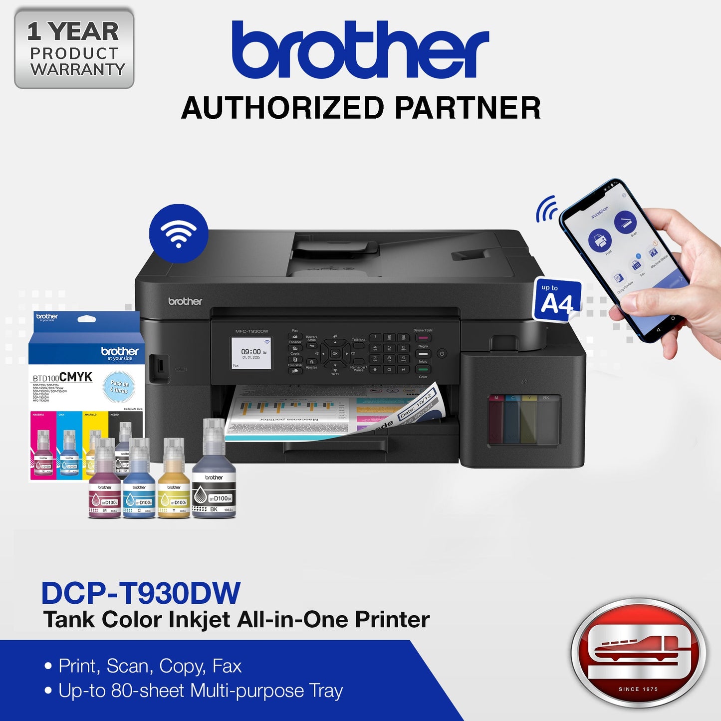Brother MFC-T930DW  Tank Series Color Inkjet All-in-One Printer with Wireless Connectivity and Duplex Printing