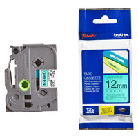 Brother TZe-731 Labelling Tape – Black on Green, 12mm wide Standard Laminated