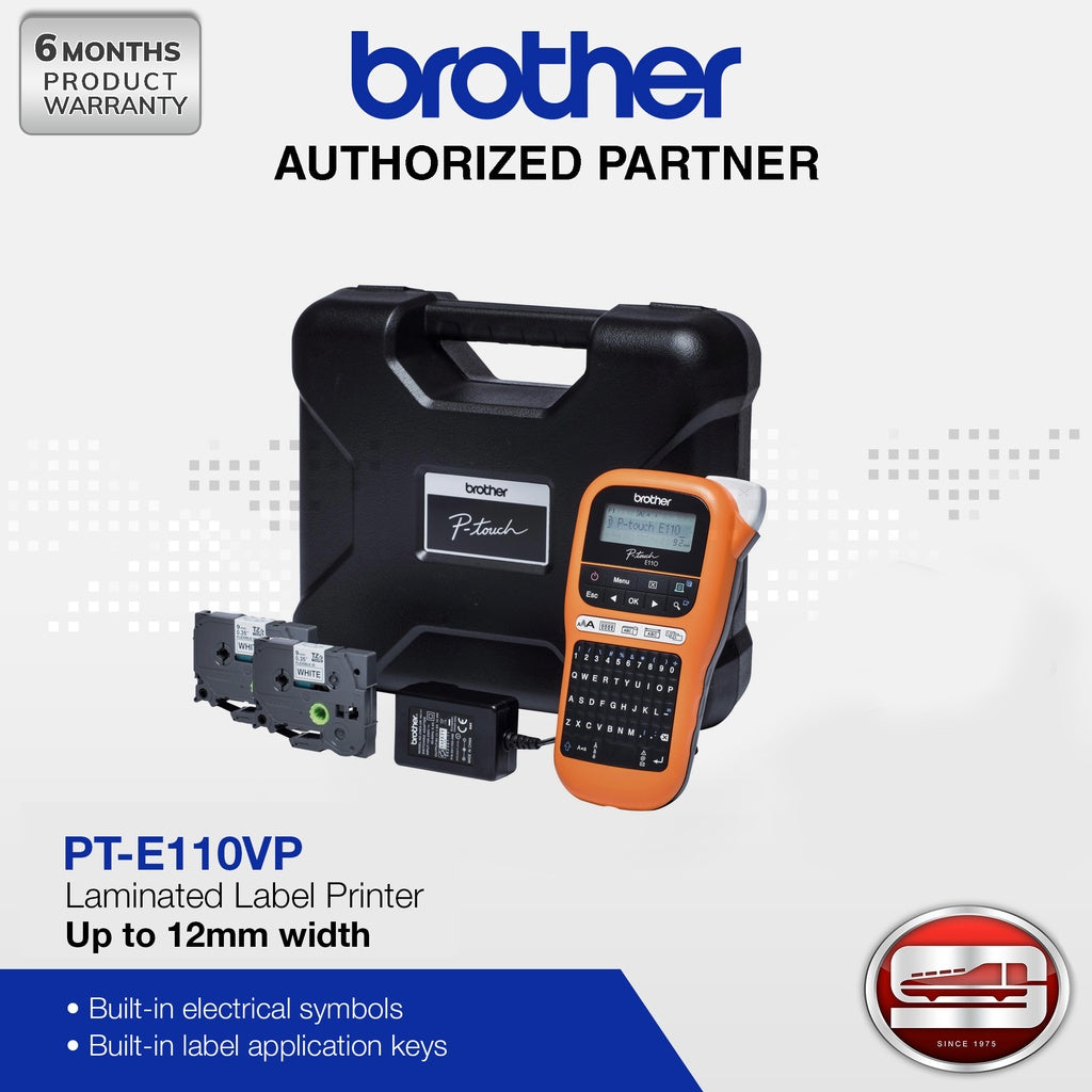 Brother PT-E110VP Label Printer for electrical and datacom installations
