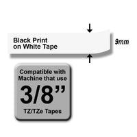 Brother TZe-221 Black on White 9mm Labelling Tape (100% Original)