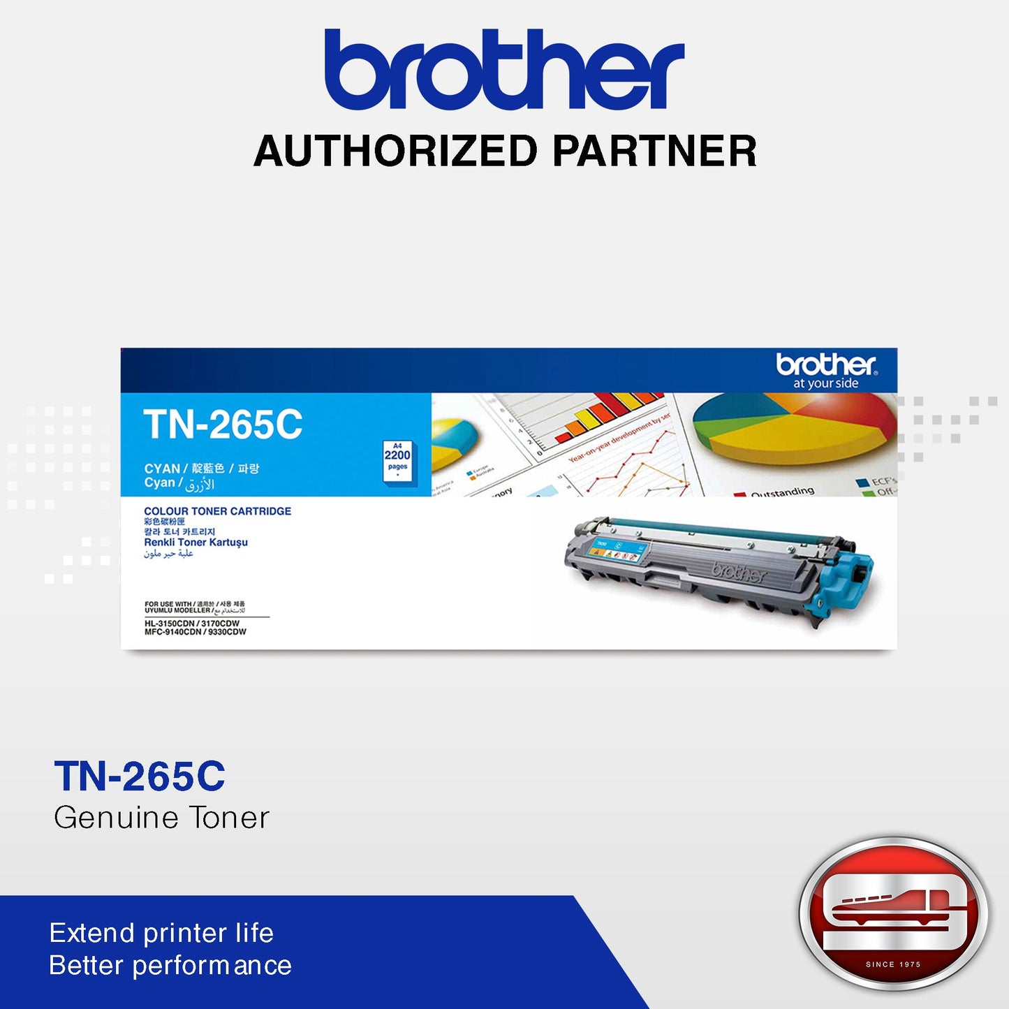 Brother TN-265C ASA Printer Toner Cartridge ORIGINAL