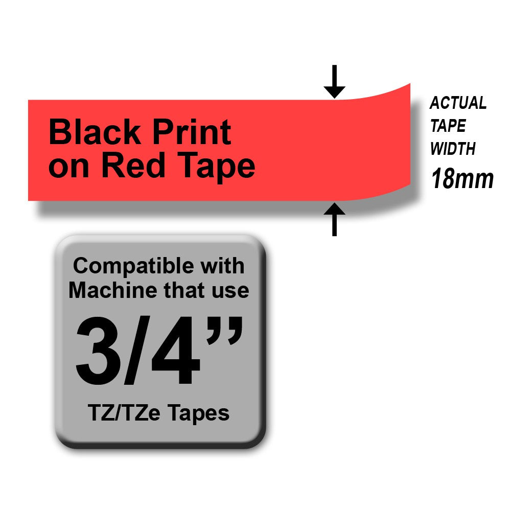 Brother TZe-441 Black on Red 18mm Labelling Tape (100% Original)