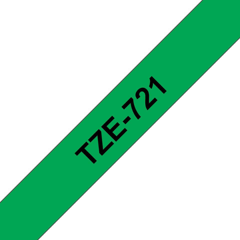 Brother TZe-721 Black on Green 9mm Labelling Tape (100% Original)