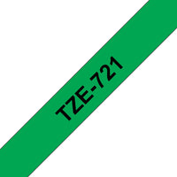 Brother TZe-721 Black on Green 9mm Labelling Tape (100% Original)