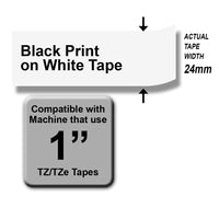 Brother TZe-251 Black on White 24mm Labelling Tape (100% Original)
