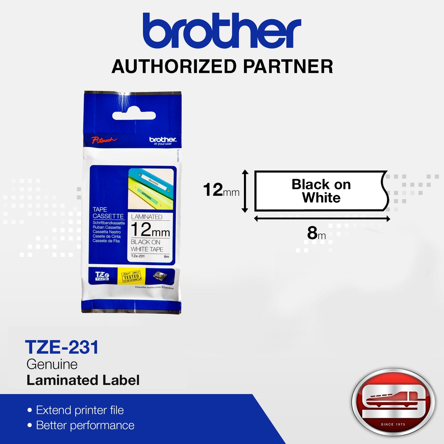 Brother TZe-231 V2 "2sets" Black on White Tape for P-Touch