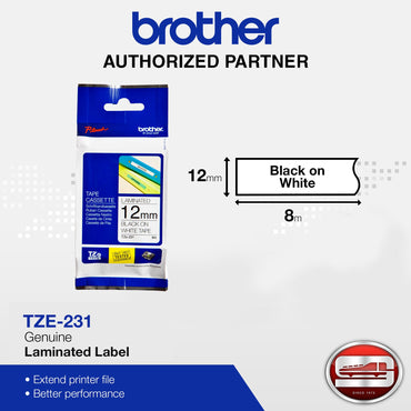 Brother TZe-231 V2 "2sets" Black on White Tape for P-Touch