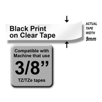 Brother TZe-121 Black on Clear 9mm Labelling Tape (100% Original)