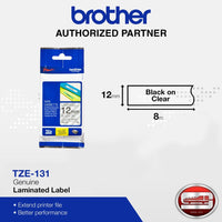 Brother TZe-131 Black on Clear 12mm Labelling Tape (100% Original)
