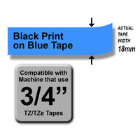 Brother TZe-541 Black on Blue 18mm Labelling Tape (100% Original)