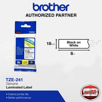 Brother TZe-241 Laminated Label Black on White 18mm