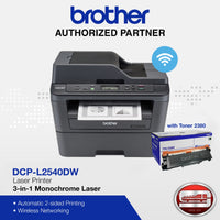 Brother DCP-L2540DW with Toner 2380 3-in-1 Monochrome Laser Multi-Function Center with Automatic 2-sided Printing and Wireless Networking