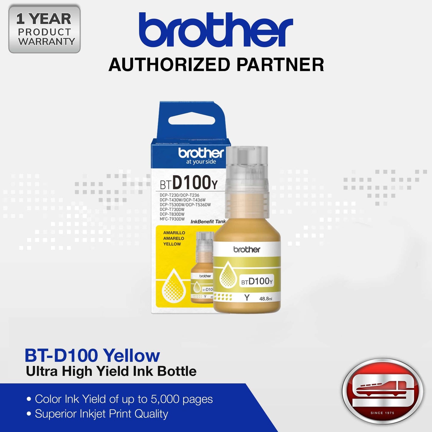 Brother BT-D100 CMYK Ultra High Yield Ink Bottle Set
