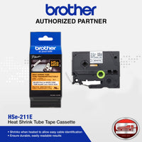 Brother HSe-211E Black on White 5.2mm Heat Shrink Tube Tape Cassette (100% Genuine)