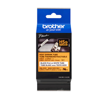 Brother HSe-231E Black on White 11.2mm Heat Shrink Tube Tape Cassette (100% Genuine)